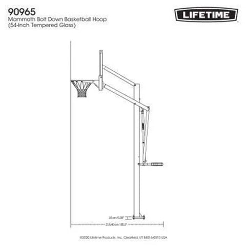 Lifetime 60" Mammoth Adjustable Tempered Glass Bolt-Down In-Ground Basketball Hoop