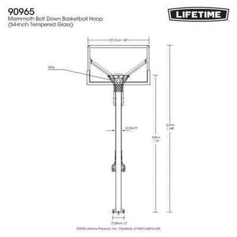 Lifetime 54" Mammoth Adjustable Tempered Glass Bolt-Down In-Ground Basketball Hoop