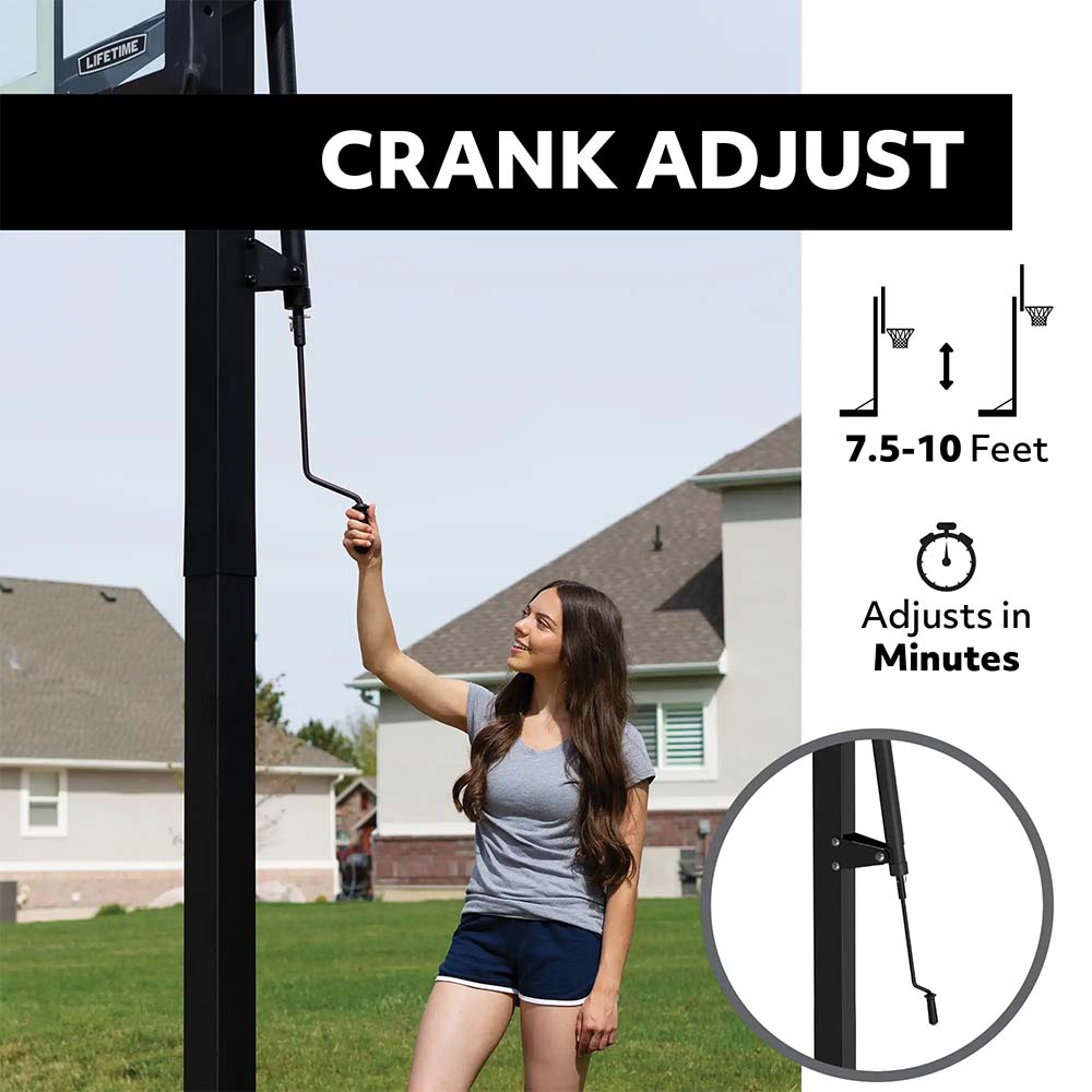 Lifetime Crank Adjust Bolt Down Basketball Hoop (54-Inch Tempered