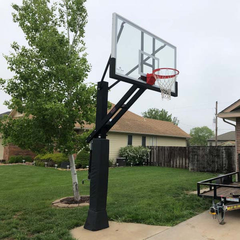 Stainless Olympian™ Adjustable In-Ground Bolt-Down Basketball Hoop by First Team