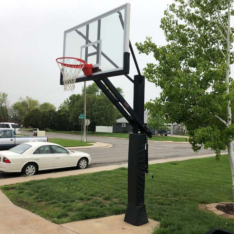 Stainless Olympian™ Adjustable In-Ground Bolt-Down Basketball Hoop by First Team