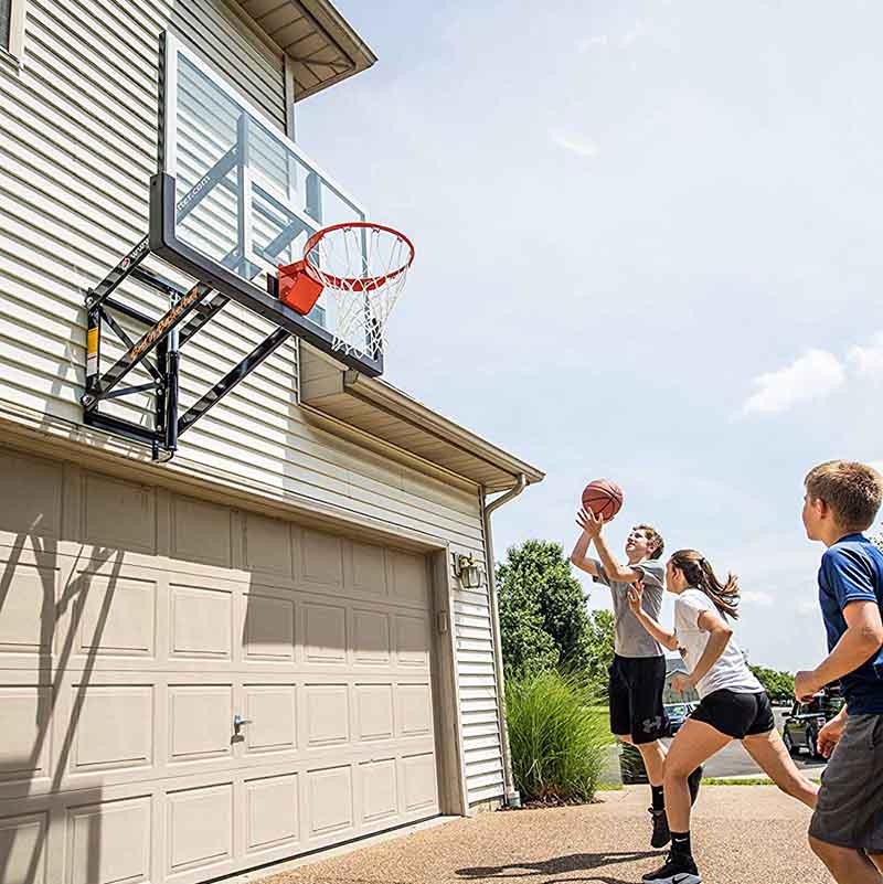 Garage mounted shop basketball hoop